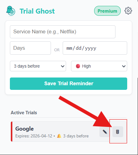 Managing the Trial Ghost Dashboard