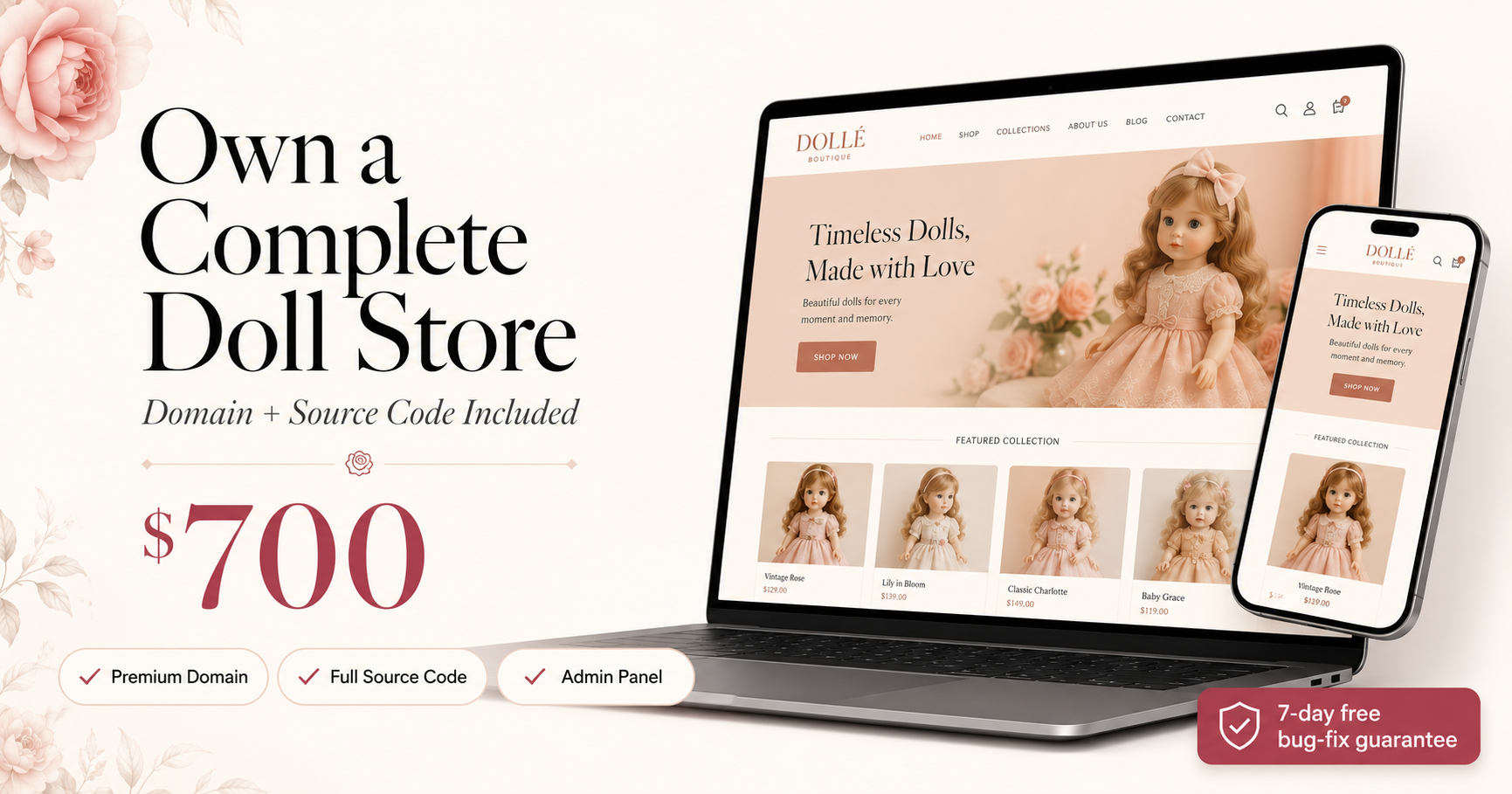 DollProducts.com – Premium Doll Store E-Commerce Website with Source Code & Domain Included